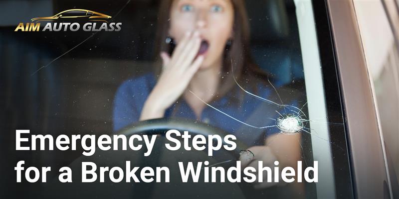 Broken car windshield needing emergency repair