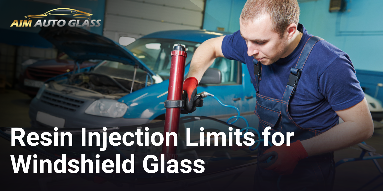 Resin injection repair on windshield glass